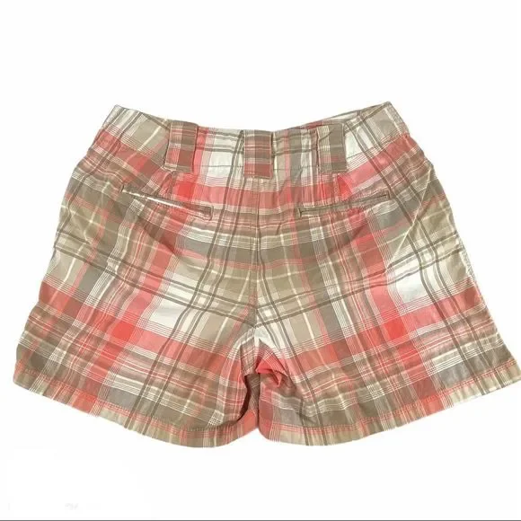 St John’s Bay plaid shorts coral tan wht 6 petite - Picture 4 of 11